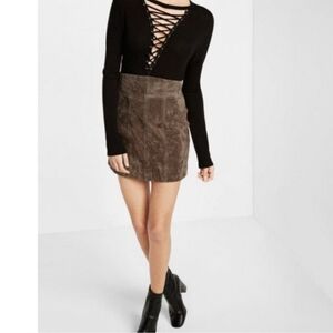 Express Super High Waisted Genuine Suede Mini Skirt Size 4
